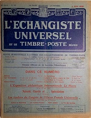 L'échangiste universel et le timbre-poste réunis. N° 242. Revue bimensuelle. 1er juin 1929.