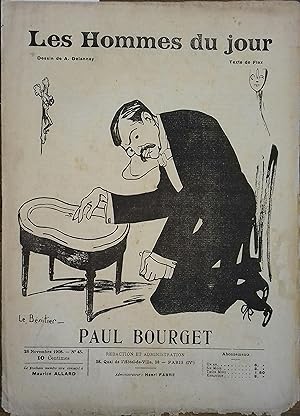 Les Hommes du jour N° 45 : Paul Bourget. Portrait en couverture par Delannoy. Texte de Flax (Vict...