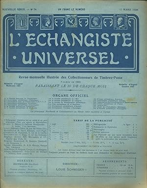 L'échangiste universel. N° 74. Revue mensuelle illustrée des collectionneurs de timbres-poste. 15...