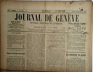 Journal de Genève. National, politique et littéraire. 85e année N° 267. 26 septembre 1918.