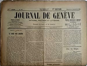 Journal de Genève. National, politique et littéraire. 89e année N° 259. 18 septembre 1918.
