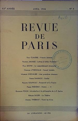 La revue de Paris N° 4, avril 1946. Avril 1946.
