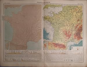France physique. Carte N° 48-49 extraite de l'Atlas classique (Géographie moderne).
