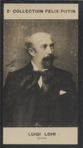 Photographie de la collection Félix Potin (4 x 7,5 cm) représentant : Luigi Loir, peintre. Début ...