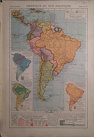 Amérique du Sud politique. Carte N° 95 extraite de l'Atlas classique (Géographie moderne).