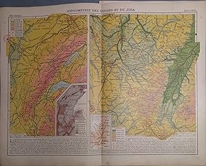Hypsométrie des Vosges et du Jura. Carte N° 60-61 extraite de l'Atlas classique (Géographie moder...