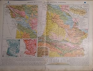 Région de l'Ouest - Bassin aquitain - Pyrénées (carte géologique). Carte N° 56-57 extraite de l'A...