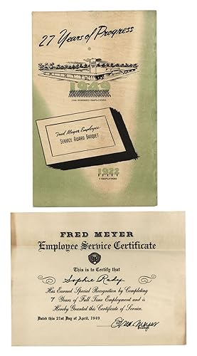 27 Years of Progress: Fred Meyer Employee Service Award Banquet (Original program with signed Fre...