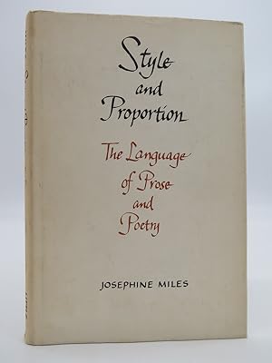 STYLE AND PROPORTION The Language of Prose and Poetry