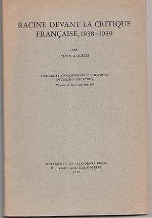 Racine devant la critique française, 1838-1939