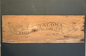 Thirty-Inch Crate Plank Stamped "Tacoma Fish and Packing Co. Tacoma WASH" within a Salmon Image