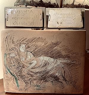 RARE GLAZED CERAMIC ARTWORK - PORTRAIT OF A RECLINING WOMAN ON A BULL