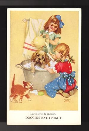 Doggie's Bath Night Postcard