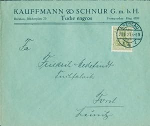 Ansichtskarte / Postkarte Breslau Schlesien, Briefumschlag, Kauffmann und Schnur, Tuchgroßhandlun...