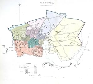 PLYMOUTH, DEVON Street Plan, Dawson Original antique map 1832