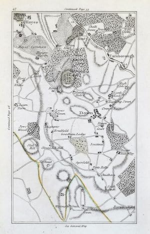 Antique Map HAYES, DOWNE, FARNBOROUGH, LEAVES GREEN, London J.Cary Original 1786