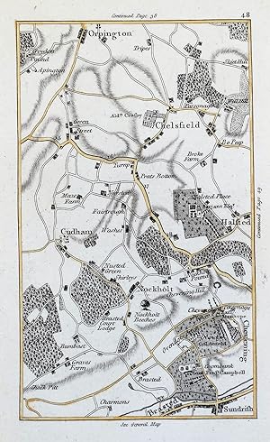 Antique Map CHELSFIELD, HALSTEAD, CUDHAM, KNOCKHOLT, London J.Cary Original 1786