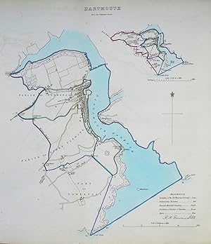 DARTMOUTH, DEVON Street Plan, Dawson Original antique map 1832