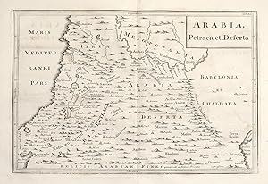 Antique Map ARABIA PETRAEA et DESERTA, Israel, Middle East, Cellarius c1720