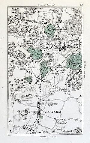 Antique Map ORPINGTON, FOOTS CRAY, BLENDON, St MARY CRAY, London Cary Original 1786