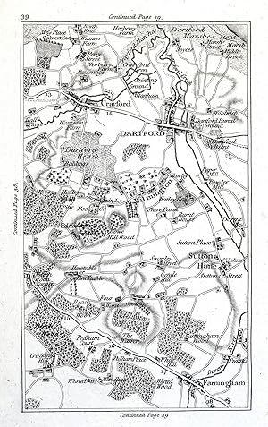 Antique Map DARTFORD, SUTTON at HONE, Farningham, Crayford, London John Cary Original 1786