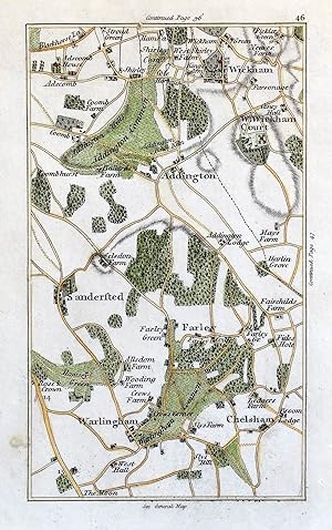 Antique Map ADDINGTON, WEST WICKHAM, FARLEIGH, CHELSHAM London J.Cary Original Antique Map 1786