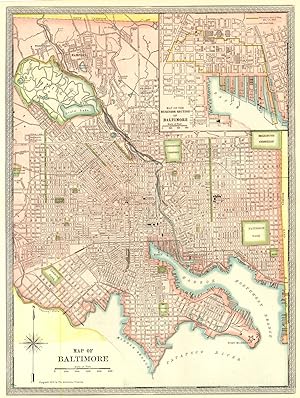 Map of Baltimore; Inset Map of Business Section of Baltimore