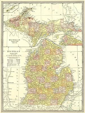 Michigan Lower Part; Inset Map of Michigan Upper Part