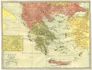 Greece and part of Turkey in Europe; Inset Map of Athens and Vicinity