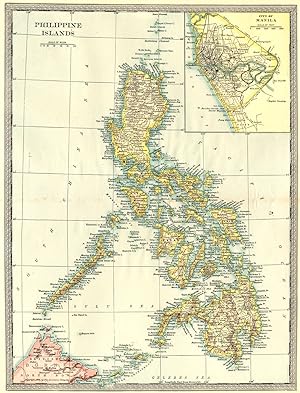 Philippine Islands; Inset Map of City of Manila