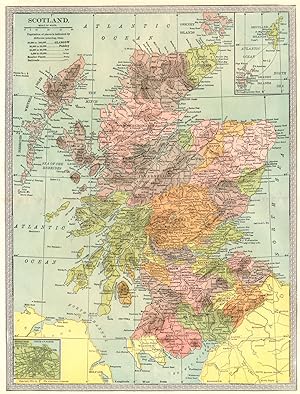 Scotland; Inset Maps of Atlantic Ocean; Edinburgh and Vicinity