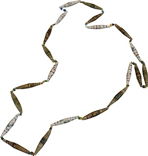 Original Necklace of Wallpaper and Glass Beads Made by Convalescing World War I Soldier