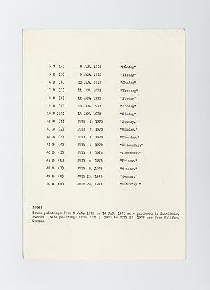 Exhibition postcard: On Kawara Bei Konrad Fischer (8-30 April 1975)