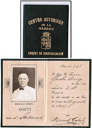 Centro Asturiano De La Havana [Havana Identification card] Carnet de identificacion Cuba 1928