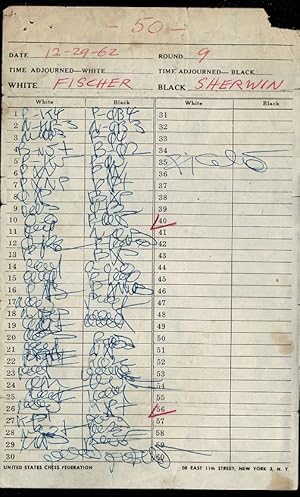 15th US Championship (1962) Score Sheet