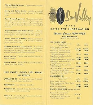 Sun Valley, Idaho. Rates and Information: Winter Season 1954,1955