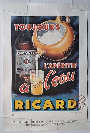 affiche publicitaire - RICARD par Henri COUVE - nouveau tirage série limitée