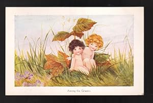 Among the Grasses Postcard - Fairies Under Leaves