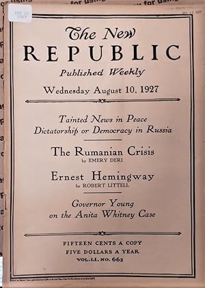 The Niche: Notes On Hemingway in The New Republic Magazine