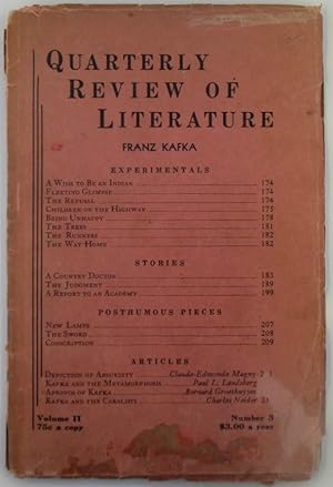 Quarterly Review of Literature. Franz Kafka Issue. Volume II, Number 3