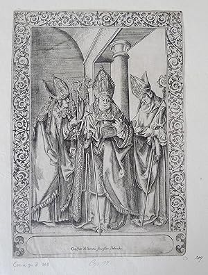 St. Nicholas, Ulrich and Erasmus (Gafpar Albertus Successor Palumnis) Copper Engraving