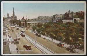 Edinburgh Princes Street Trams Vintage Postcard