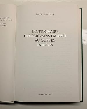 Dictionnaire des écrivains émigrés au Québec, 1800-1999