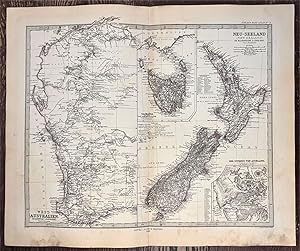 West Australia New Zealand Auckland Tasmania 1880 Petermann detailed map