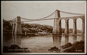 Menai Bridge Steamship Wales Postcard