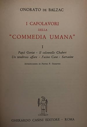 I capolavori della "Commedia umana" I