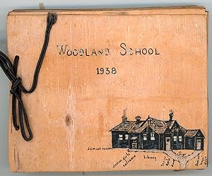1938 WOODLAND SCHOOL, ONTARIO CHILD'S SCRAPBOOK on WOOD - UNUSUAL