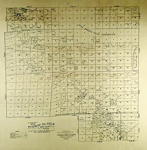 1901"MIDWAY OIL FIELD" ORIGINAL MAP KERN COUNTY, CALIFORNIA. LINEN-BACKED