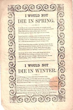 I Would Not Die in Spring/I Would Not Die in Winter