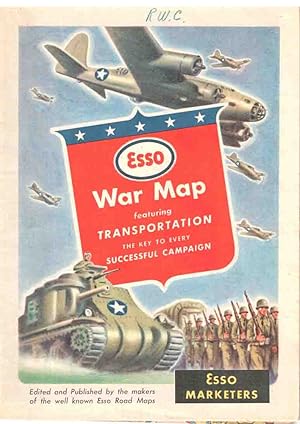 3 Esso War Maps - 1) War Map 2) War Map II, Featuring the World Island, Fortress Europe 3) The Pa...